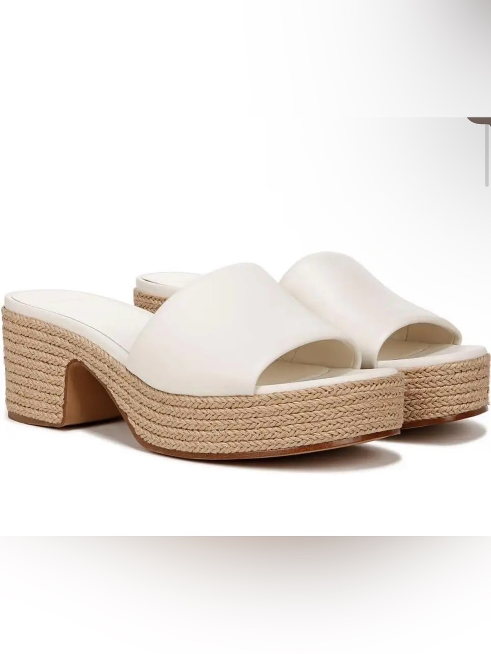 Vince Margo White Platform Espadrille Slide Sandals Straw leather NEW 10